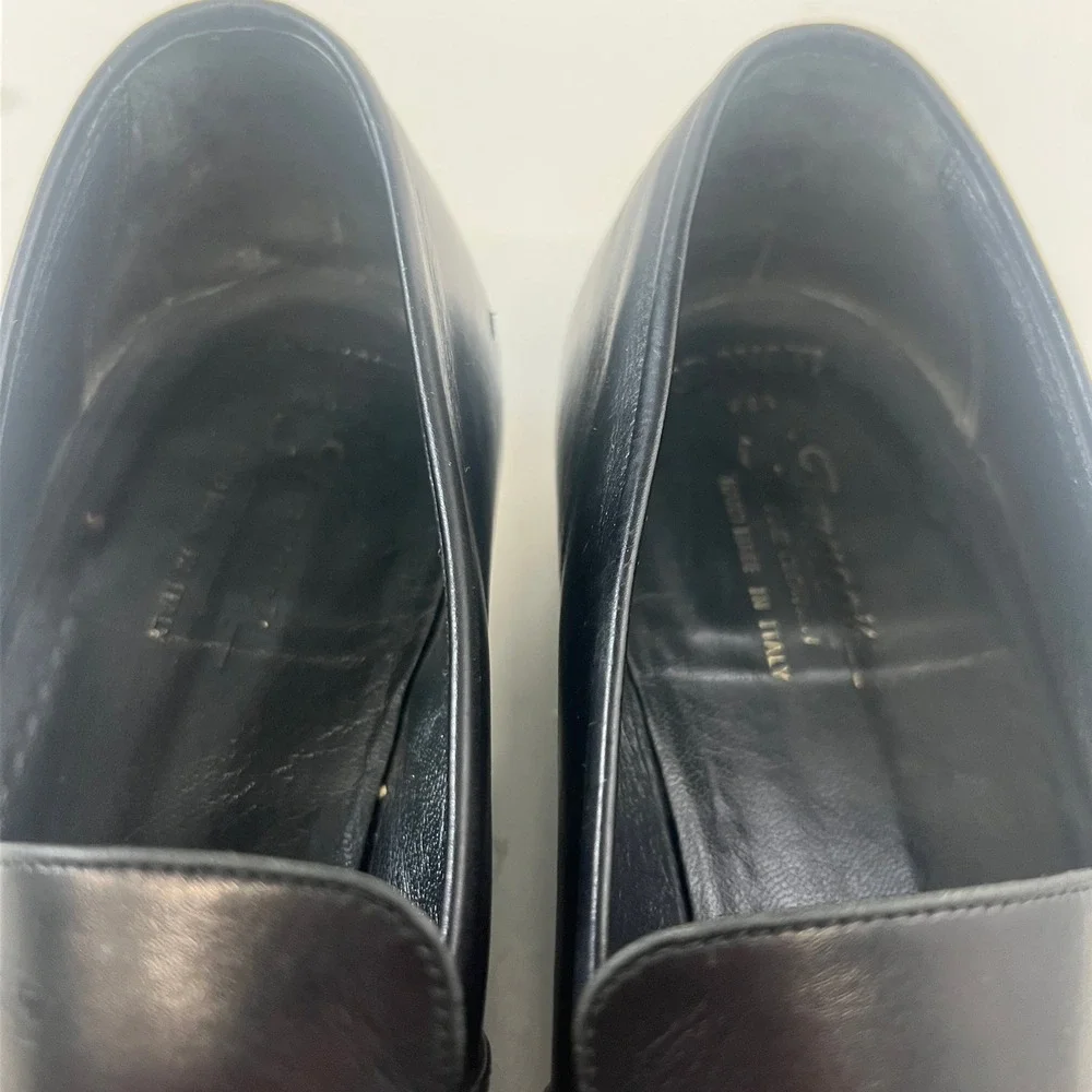 Gravati Mens Black Leather Penny Loafers Italy Almond Toe Dress Shoes Size 11 M